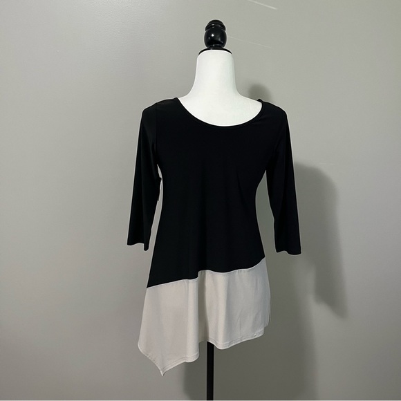 Sympli Color Block V-Neck Pullover Style 22269cb2 Asymmetrical Tunic Top - Picture 10 of 14